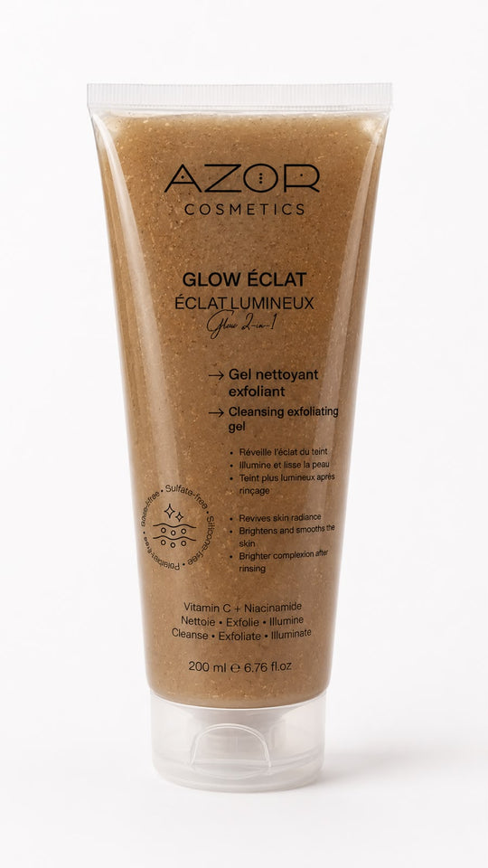 GLOW ÉCLAT – Gel Nettoyant Exfoliant 2-en-1